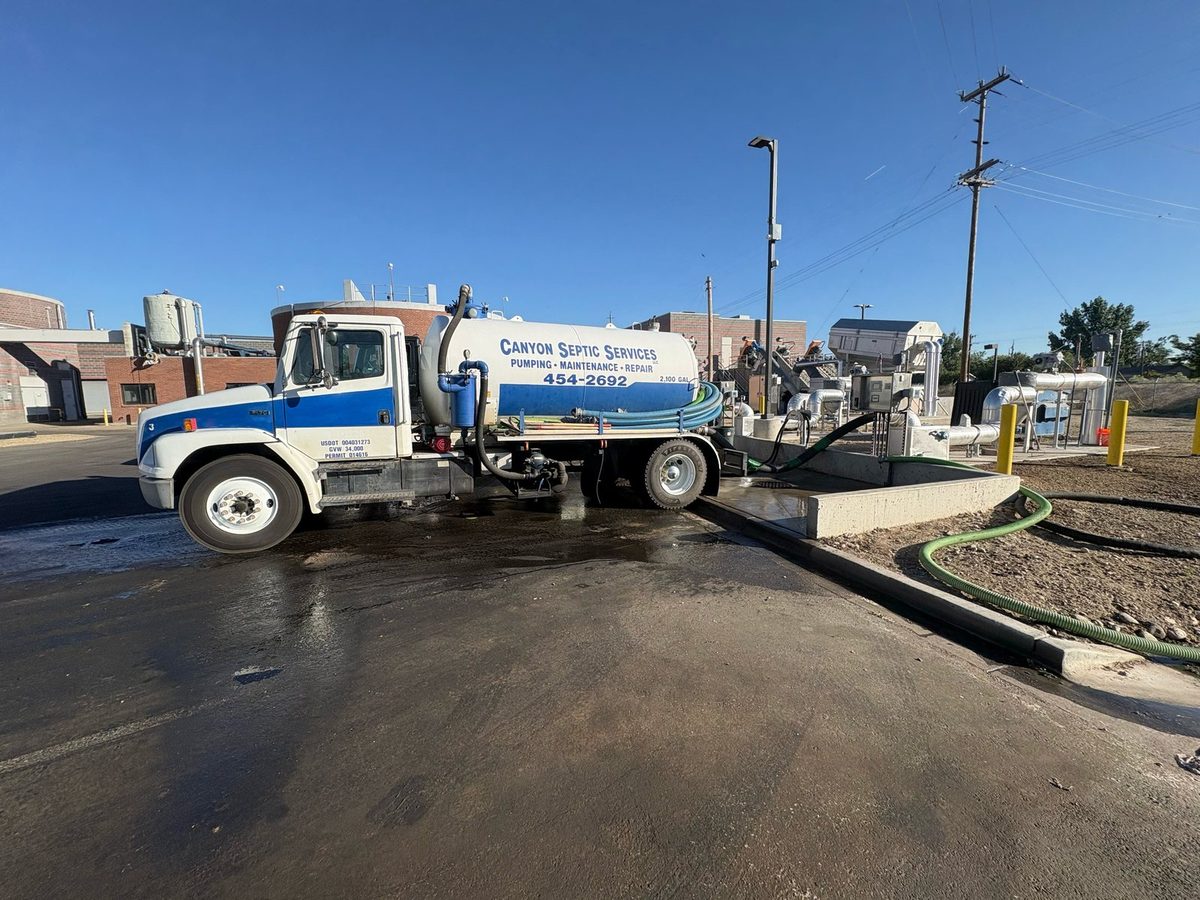 Canyon Septic truck offloading a tank at the Caldwell Waste Treatment Plant