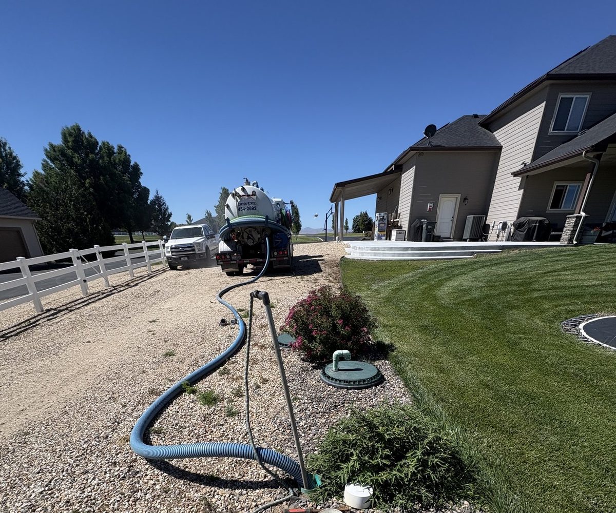 Canyon Septic truck pumping out a residential system on site