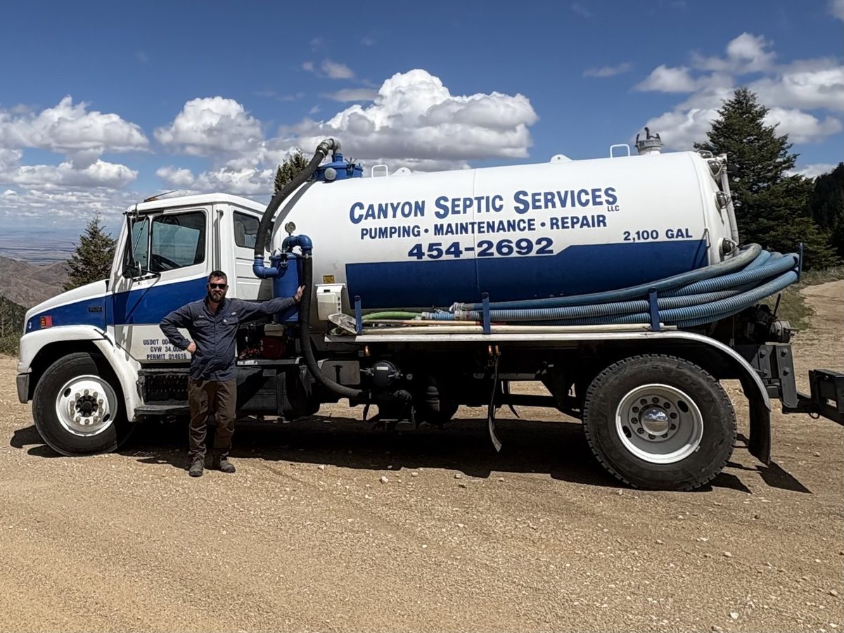 Zach McKellar with the Canyon Septic truck